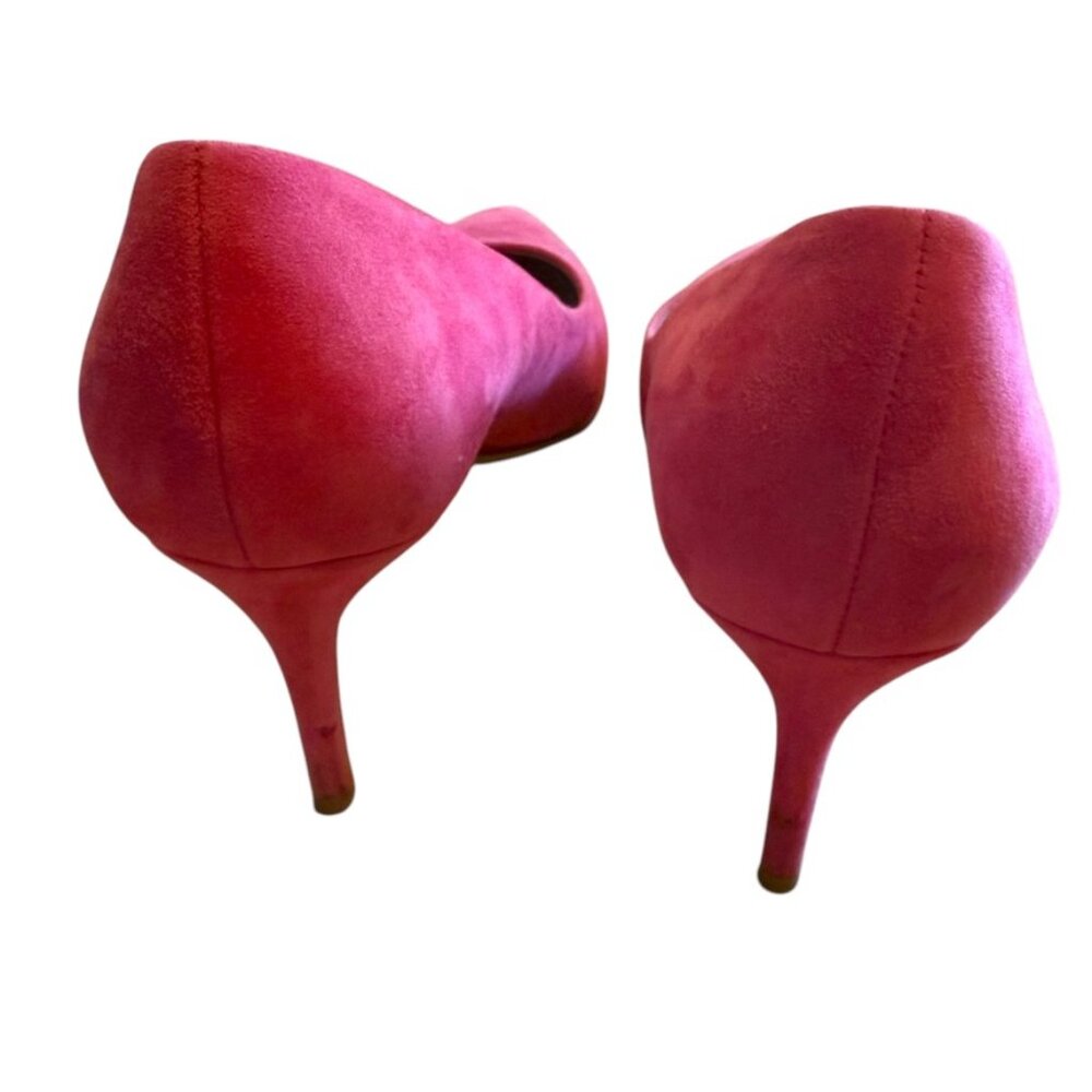 Salvatore Ferragamo Hot Pink 🔥 Suede Pumps Size 7.5 Kitten Heel Pointy toe - Picture 6 of 16